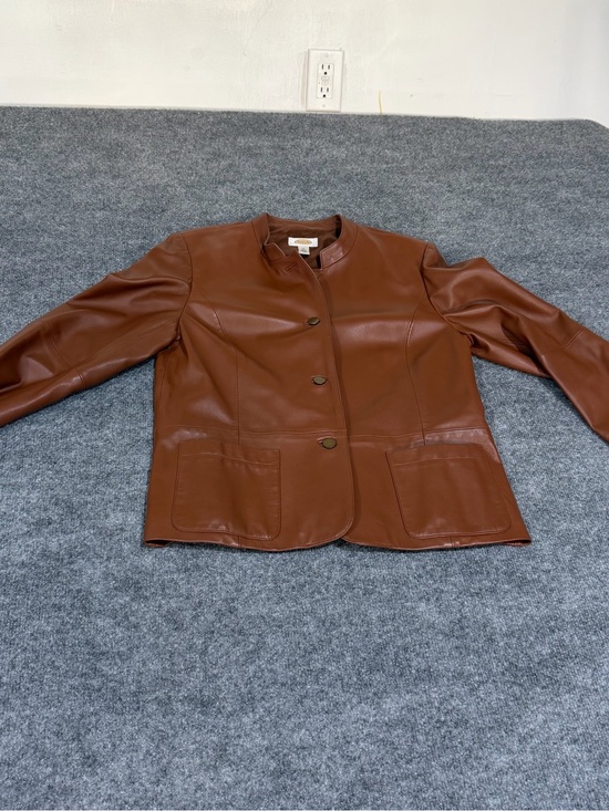 Talbots Jackets & Blazers - Talbots Chestnut Brown Leather Button-Front Jacket